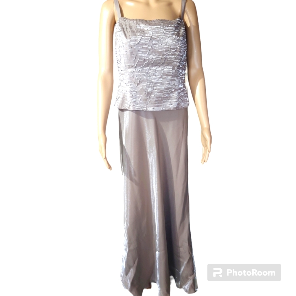 KM collections by milla bell beige colored long formal dress
